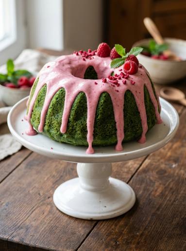 Zdjęcie - Kopia    Babka szpinakowa z kremem malinowym - Przepisy kulinarne ze zdjęciami