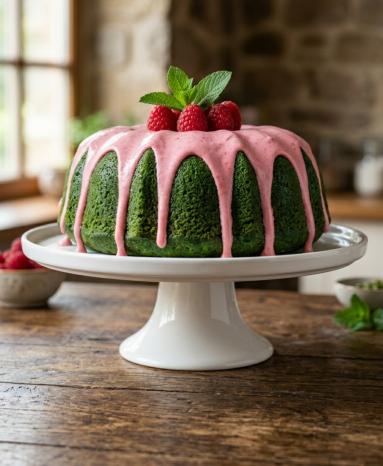 Zdjęcie - Kopia    Babka szpinakowa z kremem malinowym - Przepisy kulinarne ze zdjęciami