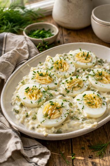 Zdjęcie - Jajka w sosie tatarskim - Przepisy kulinarne ze zdjęciami