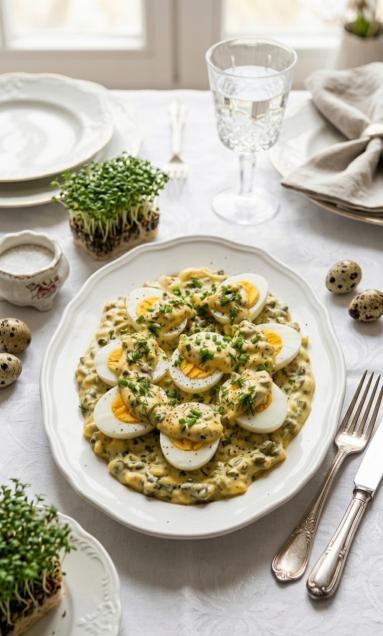 Zdjęcie - Jajka w sosie tatarskim - Przepisy kulinarne ze zdjęciami