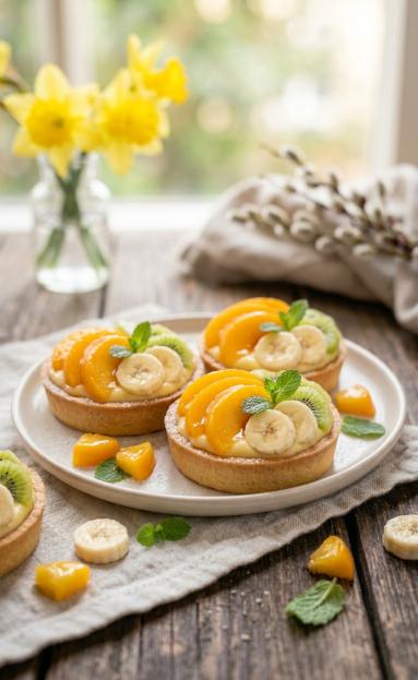 Zdjęcie - Tartaletki z  kremem i owocami - Przepisy kulinarne ze zdjęciami