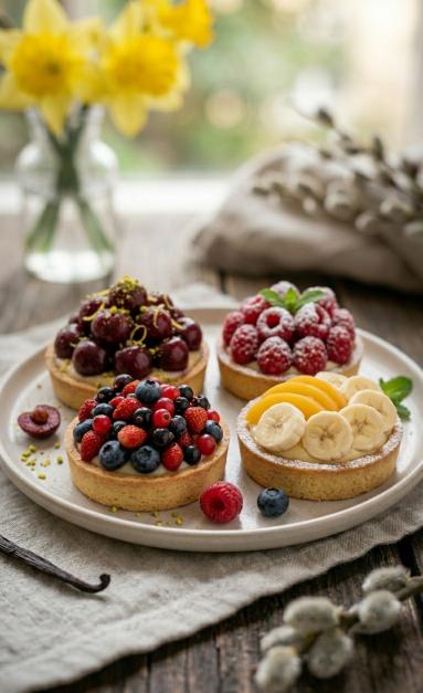 Zdjęcie - Tartaletki z  kremem i owocami - Przepisy kulinarne ze zdjęciami