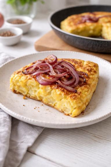 Zdjęcie - Frittata z ziemniakami i czerwoną cebulą - Przepisy kulinarne ze zdjęciami
