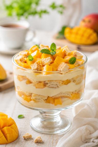Zdjęcie: Deser mascarpone z owocami i biszkoptami Zdjęcie - Deser mascarpone z owocami i biszkoptami - Przepisy kulinarne ze zdjęciami
