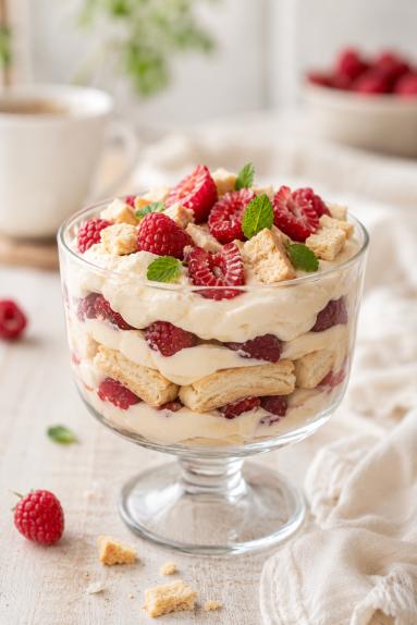 Zdjęcie: Deser mascarpone z owocami i biszkoptami Zdjęcie - Deser mascarpone z owocami i biszkoptami - Przepisy kulinarne ze zdjęciami