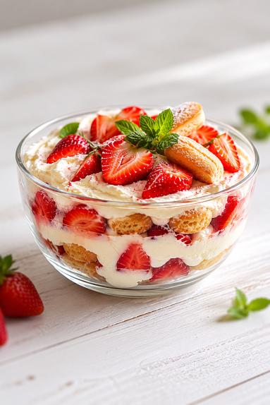 Zdjęcie: Deser mascarpone z owocami i biszkoptami Zdjęcie - Deser mascarpone z owocami i biszkoptami - Przepisy kulinarne ze zdjęciami