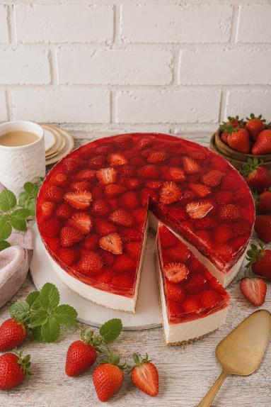 Zdjęcie: Torcik truskawkowy bez cukru Zdjęcie - Torcik truskawkowy bez cukru - Przepisy kulinarne ze zdjęciami
