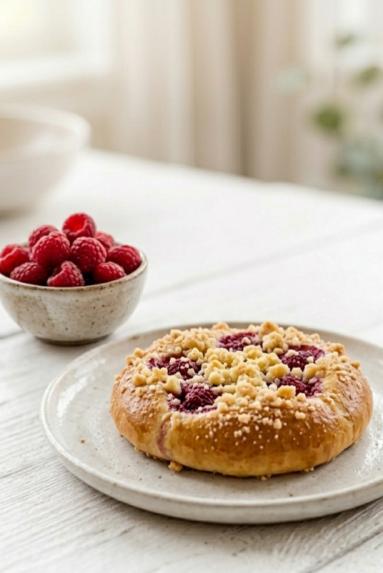 Zdjęcie: Orkiszowe drożdżówki z rabarbarem i truskawkami Zdjęcie - Orkiszowe drożdżówki z rabarbarem i truskawkami - Przepisy kulinarne ze zdjęciami