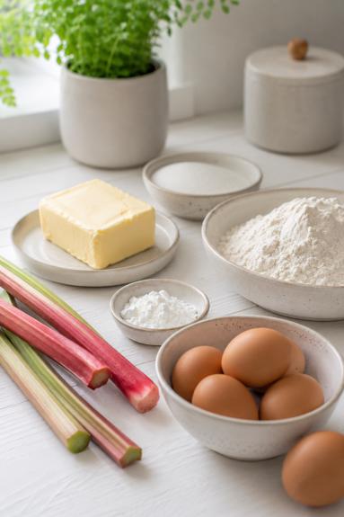 Zdjęcie - Ciasto z rabarbarem, bezą i  kruszonką - Przepisy kulinarne ze zdjęciami