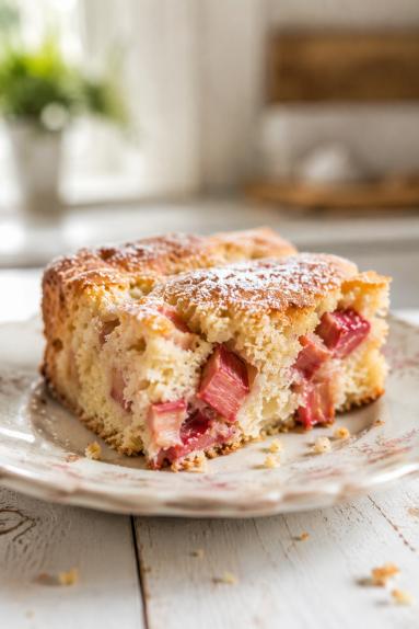 Zdjęcie - Szybkie ciasto z rabarbarem na oleju - Przepisy kulinarne ze zdjęciami