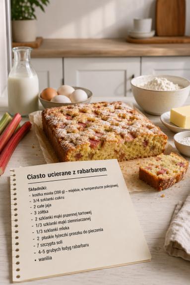 Zdjęcie - Szybkie ciasto z rabarbarem na oleju - Przepisy kulinarne ze zdjęciami