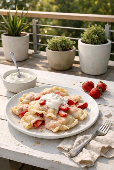 Zdjęcie: Pierogi z truskawkami /1 Zdjęcie - Pierogi z truskawkami /1 - Przepisy kulinarne ze zdjęciami