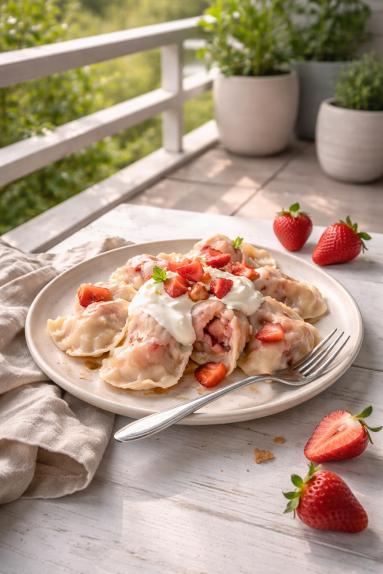 Zdjęcie: Pierogi z truskawkami /1 Zdjęcie - Pierogi z truskawkami /1 - Przepisy kulinarne ze zdjęciami