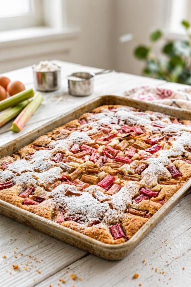 Zdjęcie: Ciasto z rabarbarem na oleju Zdjęcie - Ciasto z rabarbarem na oleju - Przepisy kulinarne ze zdjęciami