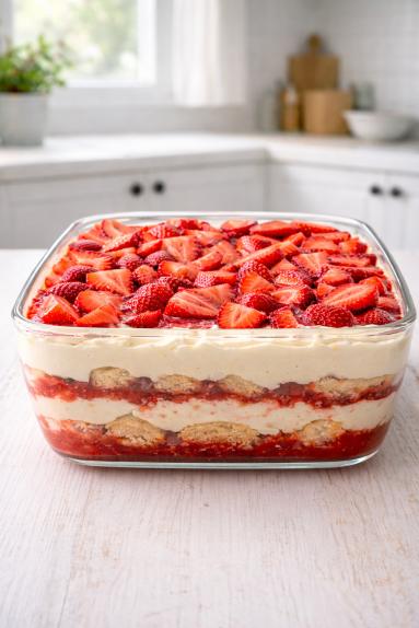Zdjęcie - Tiramisu z truskawkami - Przepisy kulinarne ze zdjęciami