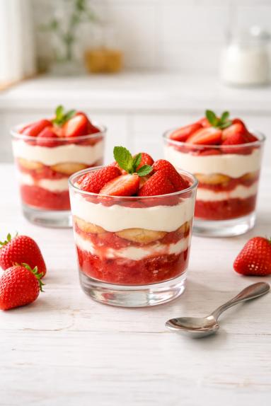 Zdjęcie - Tiramisu z truskawkami - Przepisy kulinarne ze zdjęciami