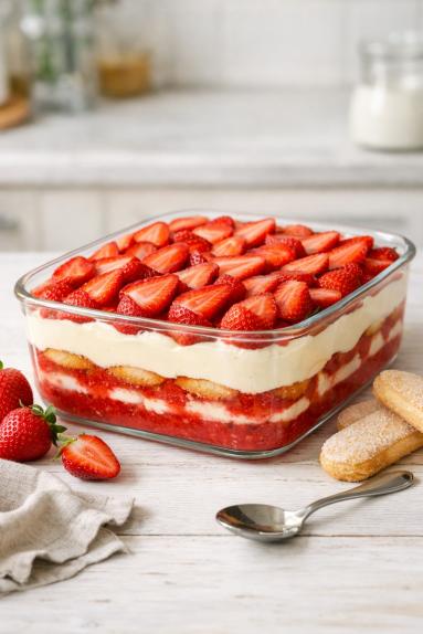 Zdjęcie - Tiramisu z truskawkami - Przepisy kulinarne ze zdjęciami