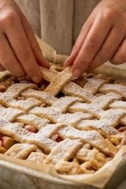 Zdjęcie - Kruche ciasto z rabarbarem - Przepisy kulinarne ze zdjęciami