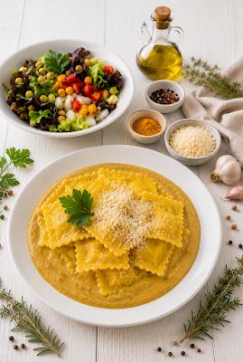 Zdjęcie - Ravioli w  kremowym sosie z ciecierzycy - Przepisy kulinarne ze zdjęciami