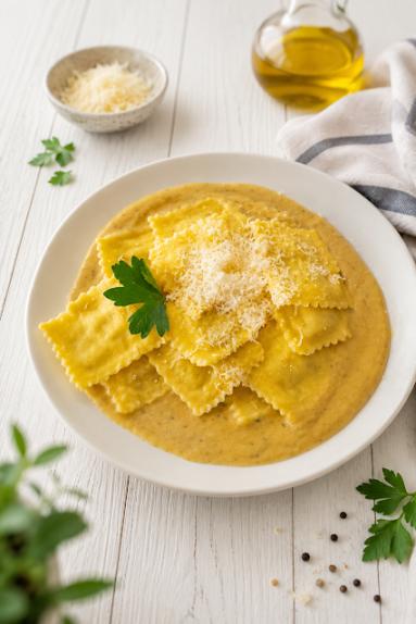 Zdjęcie - Ravioli w  kremowym sosie z ciecierzycy - Przepisy kulinarne ze zdjęciami