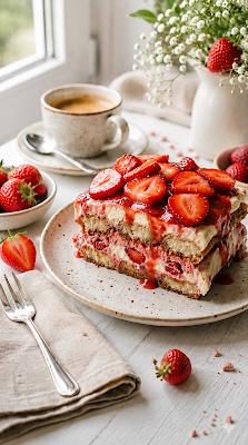 Zdjęcie - Tiramisu truskawkowe – kremowy deser z owocami ( bez jajek) - Przepisy kulinarne ze zdjęciami