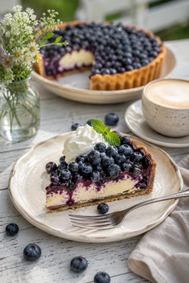 Zdjęcie - Tarta z serowym kremem waniliowym i bor&oacute;wkami/ FIT - Przepisy kulinarne ze zdjęciami