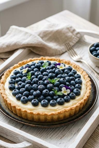 Zdjęcie - Tarta z serowym kremem waniliowym i bor&oacute;wkami/ FIT - Przepisy kulinarne ze zdjęciami