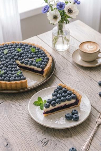 Zdjęcie - Tarta z serowym kremem waniliowym i bor&oacute;wkami/ FIT - Przepisy kulinarne ze zdjęciami