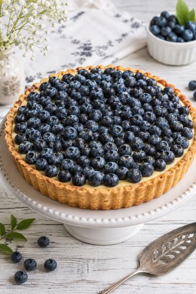 Zdjęcie - Tarta z serowym kremem waniliowym i bor&oacute;wkami/ FIT - Przepisy kulinarne ze zdjęciami