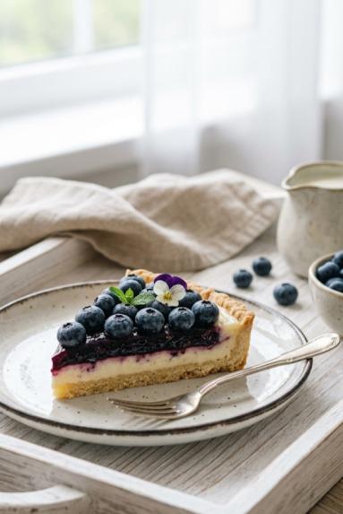 Zdjęcie - Tarta z serowym kremem waniliowym i bor&oacute;wkami/ FIT - Przepisy kulinarne ze zdjęciami