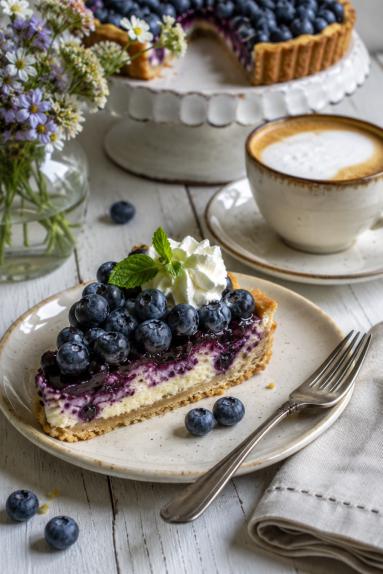 Zdjęcie - Tarta z serowym kremem waniliowym i bor&oacute;wkami/ FIT - Przepisy kulinarne ze zdjęciami