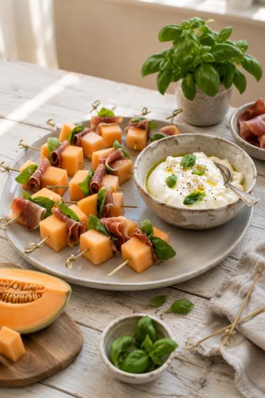 Zdjęcie: Sałatka letnia prosto z Włoch / Burrata, melon i prosciutto crudo Zdjęcie - Sałatka letnia prosto z Włoch / Burrata, melon i prosciutto crudo - Przepisy kulinarne ze zdjęciami