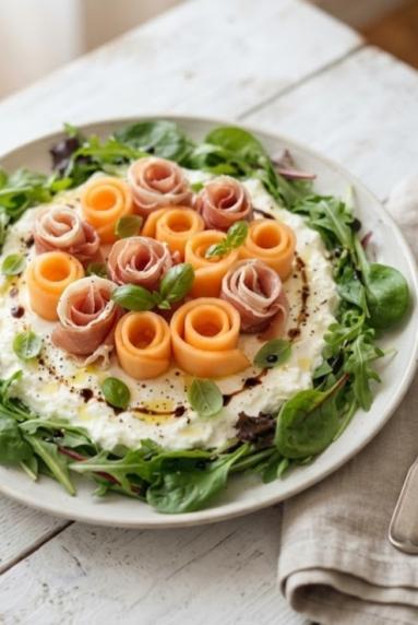 Zdjęcie: Sałatka letnia prosto z Włoch / Burrata, melon i prosciutto crudo Zdjęcie - Sałatka letnia prosto z Włoch / Burrata, melon i prosciutto crudo - Przepisy kulinarne ze zdjęciami