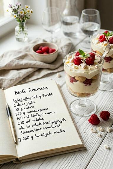 Zdjęcie: Tiramisu "Białe"z malinami Zdjęcie - Tiramisu "Białe"z malinami - Przepisy kulinarne ze zdjęciami
