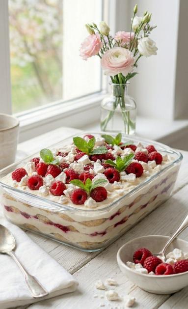 Zdjęcie: Tiramisu "Białe"z malinami Zdjęcie - Tiramisu "Białe"z malinami - Przepisy kulinarne ze zdjęciami