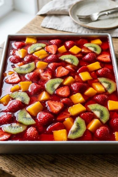 Zdjęcie - Ciasto czekoladowe z kremem budyniowym i owocową mozaiką - Przepisy kulinarne ze zdjęciami