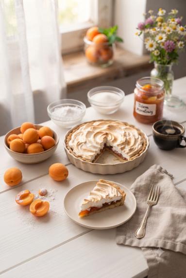 Zdjęcie - Tarta morelowa z delikatną bezą - Przepisy kulinarne ze zdjęciami