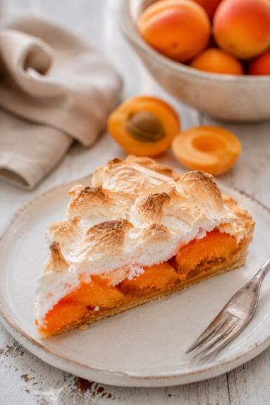 Zdjęcie - Tarta morelowa z delikatną bezą - Przepisy kulinarne ze zdjęciami