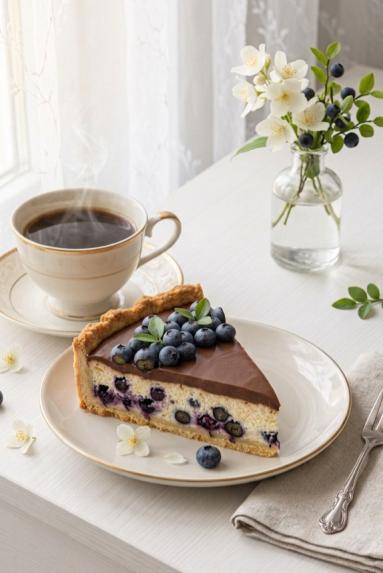 Zdjęcie - Tarta bor&oacute;wkowa z kremowym twarogowym i czekoladą - Przepisy kulinarne ze zdjęciami