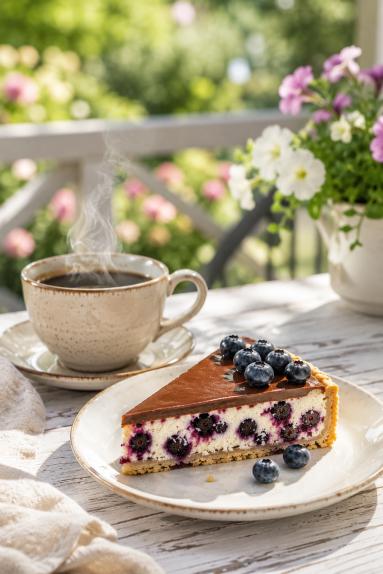 Zdjęcie - Tarta bor&oacute;wkowa z kremowym twarogowym i czekoladą - Przepisy kulinarne ze zdjęciami