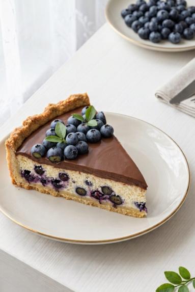 Zdjęcie - Tarta bor&oacute;wkowa z kremowym twarogowym i czekoladą - Przepisy kulinarne ze zdjęciami