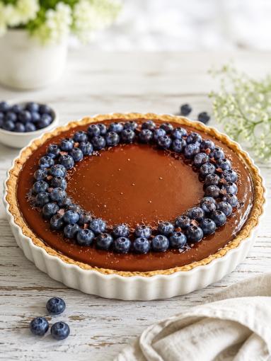 Zdjęcie - Tarta bor&oacute;wkowa z kremowym twarogowym i czekoladą - Przepisy kulinarne ze zdjęciami