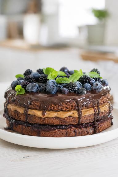 Zdjęcie: Tort bananowy z kajmakiem i powidłem Zdjęcie - Tort bananowy z kajmakiem i powidłem - Przepisy kulinarne ze zdjęciami