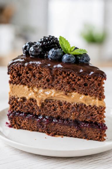 Zdjęcie: Tort bananowy z kajmakiem i powidłem Zdjęcie - Tort bananowy z kajmakiem i powidłem - Przepisy kulinarne ze zdjęciami