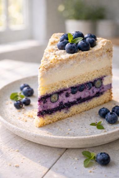 Zdjęcie: Ciasto "Jagodowa chmurka" Zdjęcie - Ciasto "Jagodowa chmurka" - Przepisy kulinarne ze zdjęciami