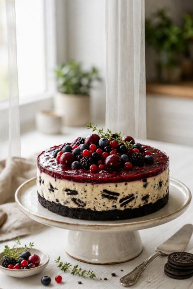 Zdjęcie - Sernik " Oreo "  na zimno  z leśnymi owocami - Przepisy kulinarne ze zdjęciami