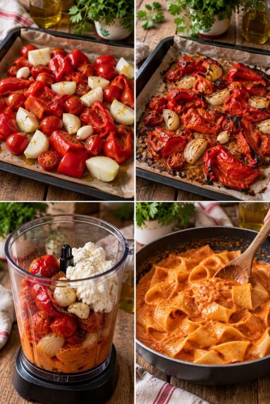 Zdjęcie - Makaron w sosie z pieczonej papryki i ricotty - Przepisy kulinarne ze zdjęciami