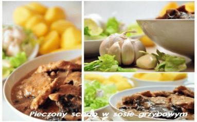 Zdjęcie - Pieczony schab z  grzybami  - Przepisy kulinarne ze zdjęciami