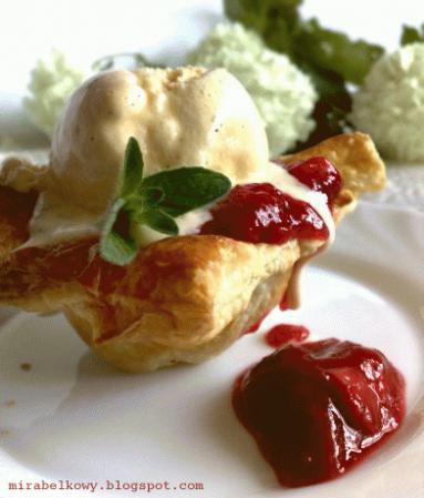 Zdjęcie - Mini torciki rabarbarowo-truskawkowe z lodami. Dla Mamy :) - Przepisy kulinarne ze zdjęciami