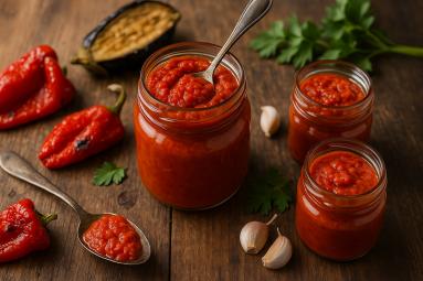 Ajvar domowy – z pieczonej papryki i bakłażana 